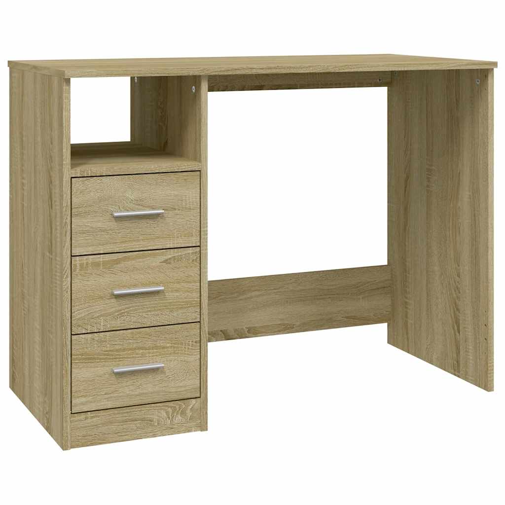 Study Desk 3 Drawers Sonoma Oak 102cm | HomeAndLiving