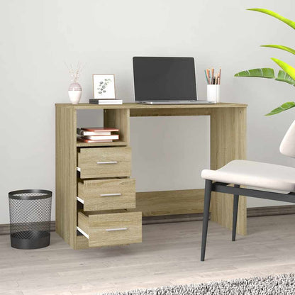 Study Desk 3 Drawers Sonoma Oak 102cm | HomeAndLiving