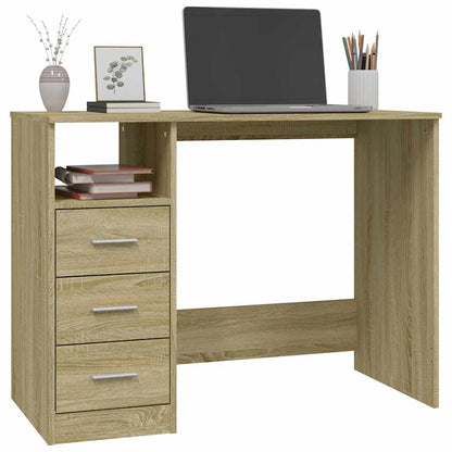 Study Desk 3 Drawers Sonoma Oak 102cm | HomeAndLiving
