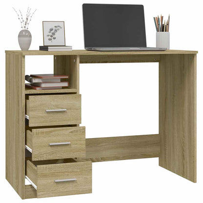 Study Desk 3 Drawers Sonoma Oak 102cm | HomeAndLiving