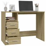 Study Desk 3 Drawers Sonoma Oak 102cm | HomeAndLiving