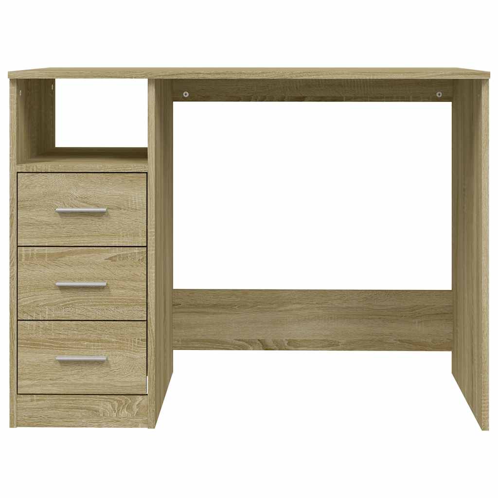 Study Desk 3 Drawers Sonoma Oak 102cm | HomeAndLiving