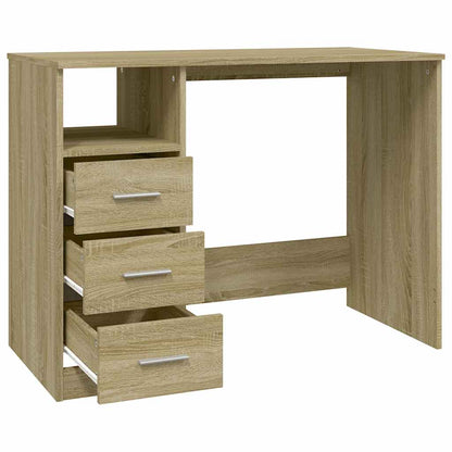 Study Desk 3 Drawers Sonoma Oak 102cm | HomeAndLiving