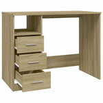 Study Desk 3 Drawers Sonoma Oak 102cm | HomeAndLiving