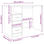 Study Desk 3 Drawers Sonoma Oak 102cm | HomeAndLiving