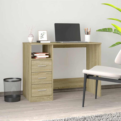 Study Desk 3 Drawers Sonoma Oak 102cm | HomeAndLiving