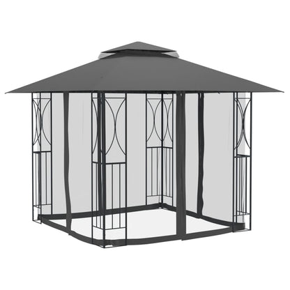 Shadow Retreat: Anthracite Steel Gazebo with Sidewalls