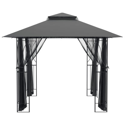 Shadow Retreat: Anthracite Steel Gazebo with Sidewalls