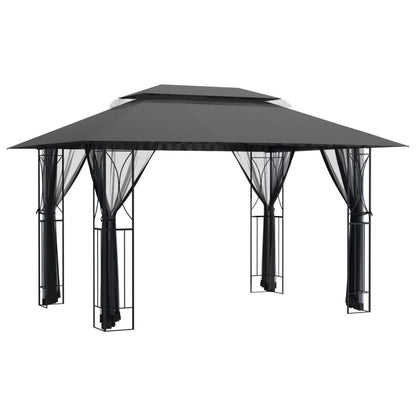 Shadow Retreat: Anthracite Steel Gazebo with Sidewalls