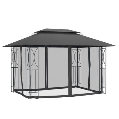 Shadow Retreat: Anthracite Steel Gazebo with Sidewalls