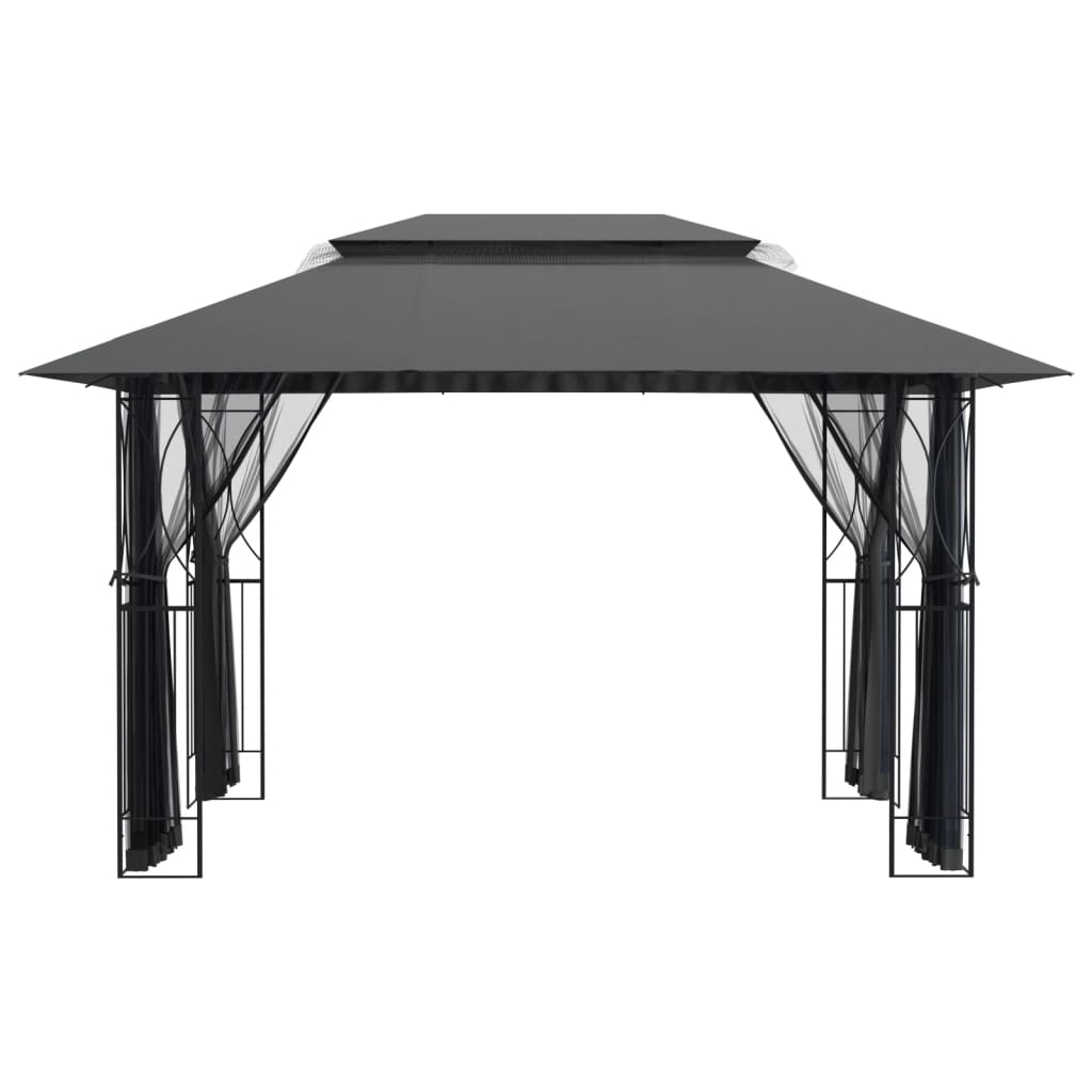 Shadow Retreat: Anthracite Steel Gazebo with Sidewalls