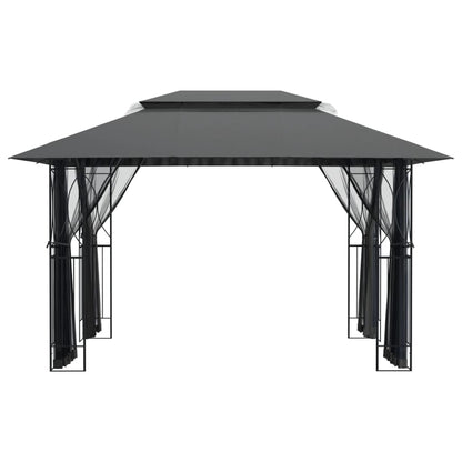 Shadow Retreat: Anthracite Steel Gazebo with Sidewalls