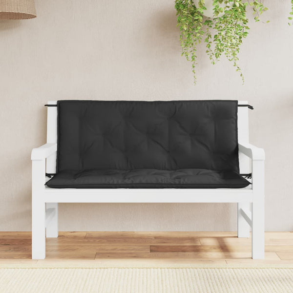  Garden Bench Cushions 2pcs Black Oxford Fabric