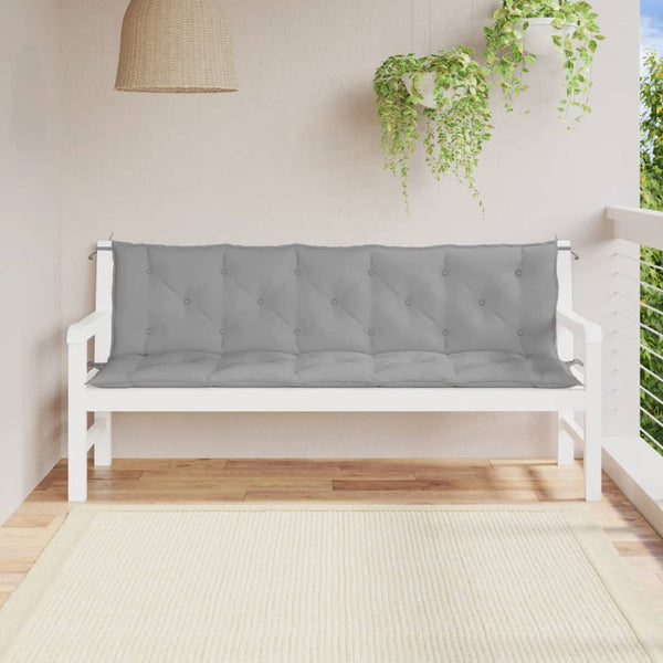  Garden Bench Cushions 2pcs Grey Oxford Fabric
