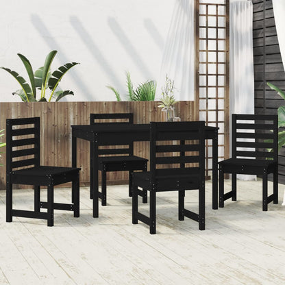 5-Piece Black Solid Pine Wood Garden Dining Ensemble