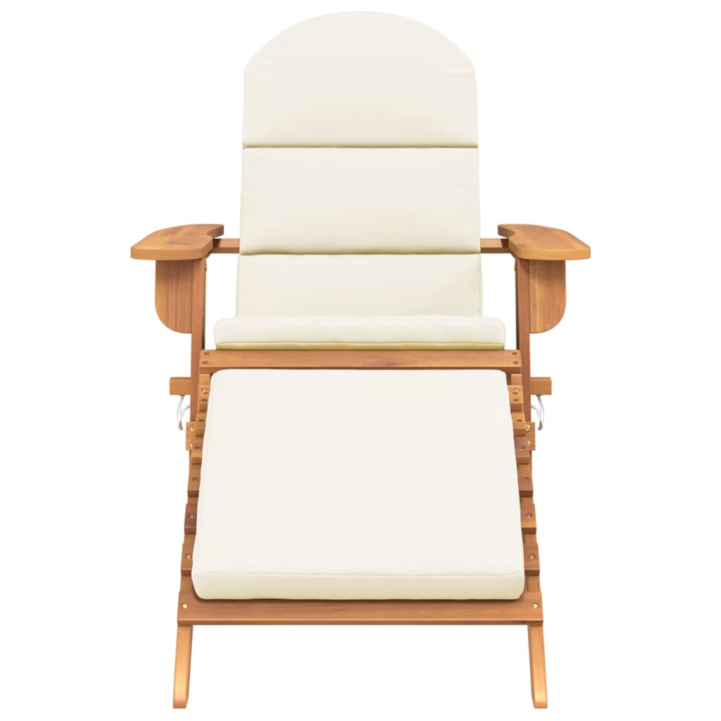 Elevate Your Outdoor Experience: Acacia Wood Garden Chair with Footrest-Cream white\Dark grey