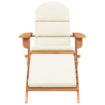 Elevate Your Outdoor Experience: Acacia Wood Garden Chair with Footrest-Cream white\Dark grey