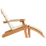 Elevate Your Outdoor Experience: Acacia Wood Garden Chair with Footrest-Cream white\Dark grey