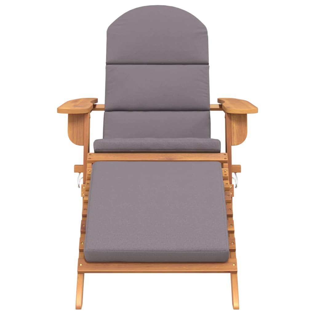 Elevate Your Outdoor Experience: Acacia Wood Garden Chair with Footrest-Cream white\Dark grey