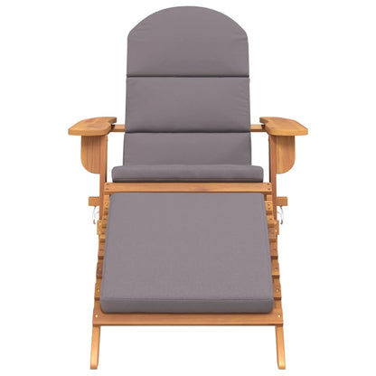 Elevate Your Outdoor Experience: Acacia Wood Garden Chair with Footrest-Cream white\Dark grey