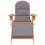 Elevate Your Outdoor Experience: Acacia Wood Garden Chair with Footrest-Cream white\Dark grey