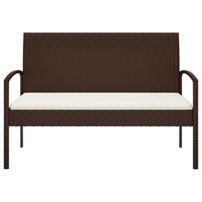 Comfort Haven: 105 cm Poly Rattan Garden Bench with Cushion-Brown\Black\Grey