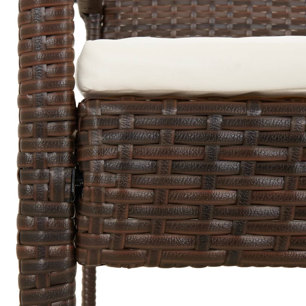 Comfort Haven: 105 cm Poly Rattan Garden Bench with Cushion-Brown\Black\Grey