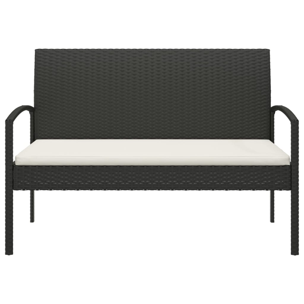 Comfort Haven: 105 cm Poly Rattan Garden Bench with Cushion-Brown\Black\Grey