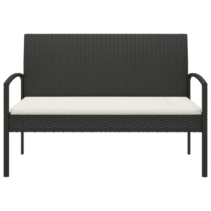 Comfort Haven: 105 cm Poly Rattan Garden Bench with Cushion-Brown\Black\Grey