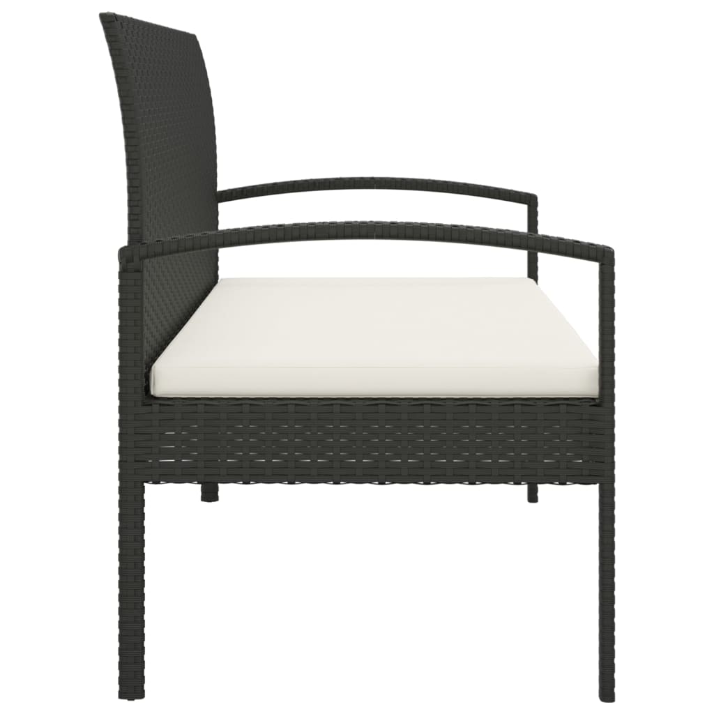 Comfort Haven: 105 cm Poly Rattan Garden Bench with Cushion-Brown\Black\Grey