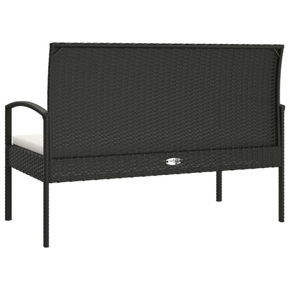 Comfort Haven: 105 cm Poly Rattan Garden Bench with Cushion-Brown\Black\Grey
