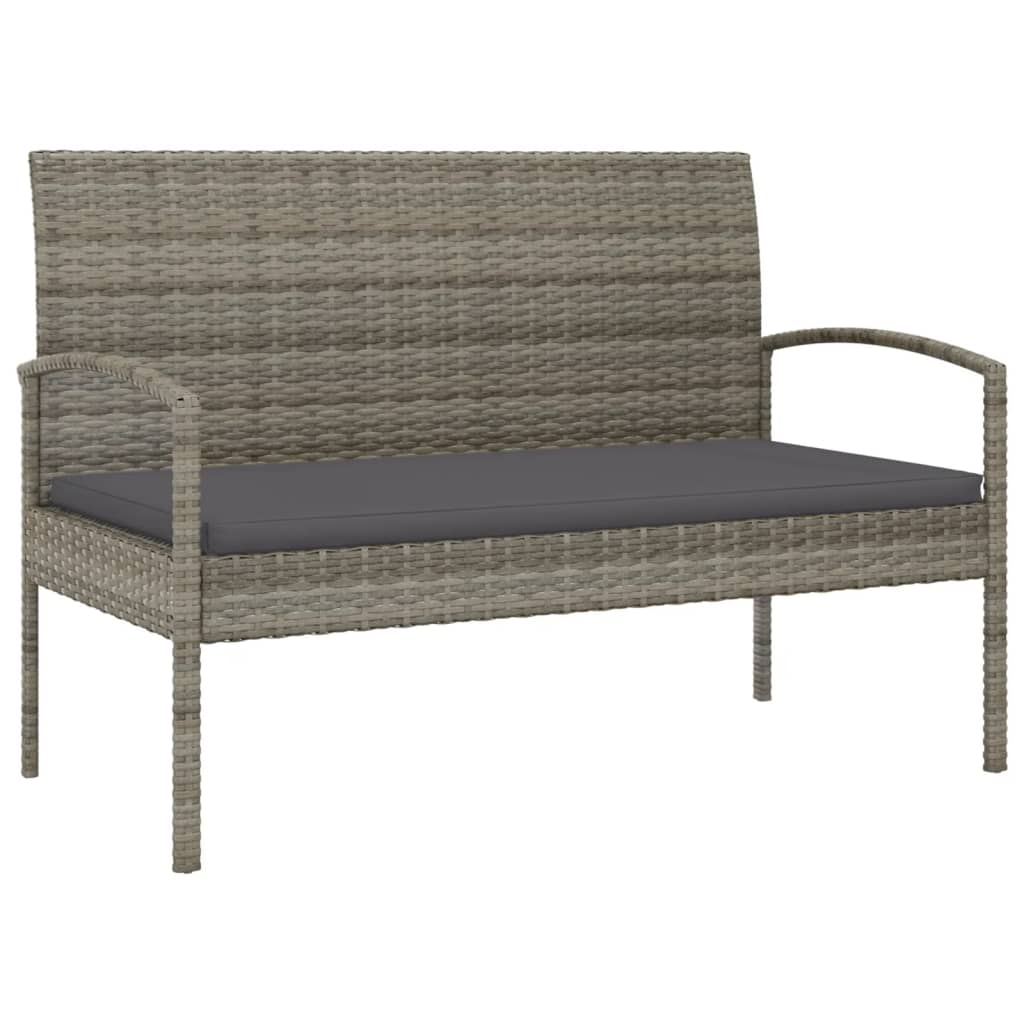 Comfort Haven: 105 cm Poly Rattan Garden Bench with Cushion-Brown\Black\Grey
