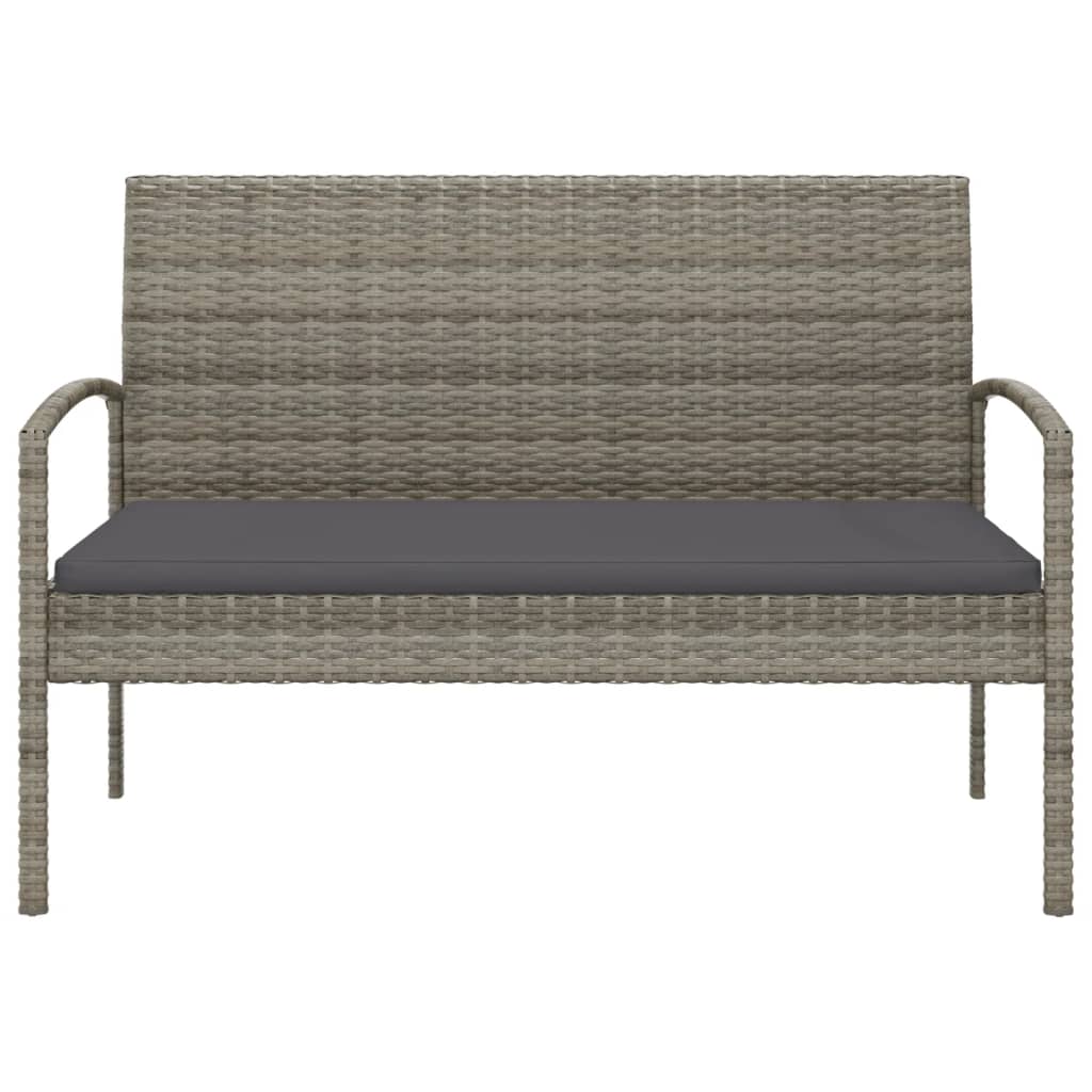 Comfort Haven: 105 cm Poly Rattan Garden Bench with Cushion-Brown\Black\Grey