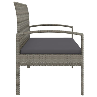 Comfort Haven: 105 cm Poly Rattan Garden Bench with Cushion-Brown\Black\Grey