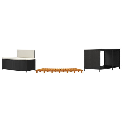 Luxury Soak Haven: Black Poly Rattan Hot Tub Surround with Solid Wood Acacia