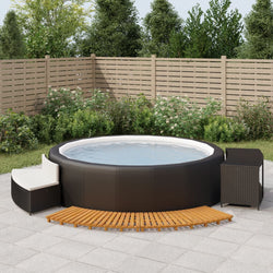 Elegant Oasis: Black Poly Rattan Hot Tub Enclosure with Solid Wood Acacia