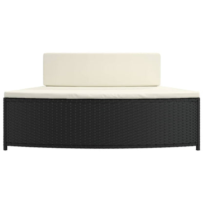 Redefine Relaxation: Set of 2 Black Poly Rattan Spa Benches with Cushions