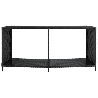 Elegant Organization: Set of 2 Black Poly Rattan Storage Shelves