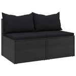 2-Piece Set: Garden Middle Sofas with Cushions in Sleek Poly Rattan-Black\Grey