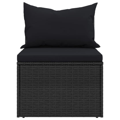 2-Piece Set: Garden Middle Sofas with Cushions in Sleek Poly Rattan-Black\Grey