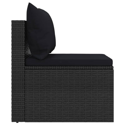2-Piece Set: Garden Middle Sofas with Cushions in Sleek Poly Rattan-Black\Grey