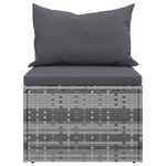2-Piece Set: Garden Middle Sofas with Cushions in Sleek Poly Rattan-Black\Grey