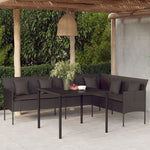 Outdoor Comfort: Poly Rattan L-Shaped Garden Sofa with Cushions-Black\Grey