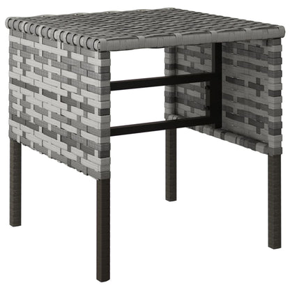 Cosy Oasis: 4-Piece Poly Rattan Garden Footstool Set with Cushions-Black\Grey