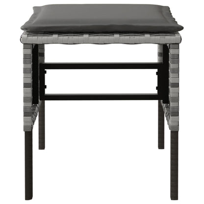 Cosy Oasis: 4-Piece Poly Rattan Garden Footstool Set with Cushions-Black\Grey