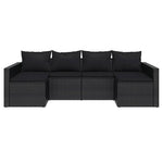 2-Piece Black Poly Rattan Garden Lounge Set with Cushions