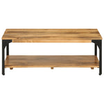 Rustic Fusion: 2-Layer Mango Wood and Steel Coffee Table