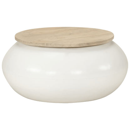 Whimsical Snowfall: White Mango Wood Coffee Table in Solid Splendor