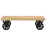 Nomadic Charm: Mango Wood Coffee Table with Rolling Wheels