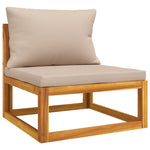 Solid Acacia 2-Piece Garden Sofa with Cushions